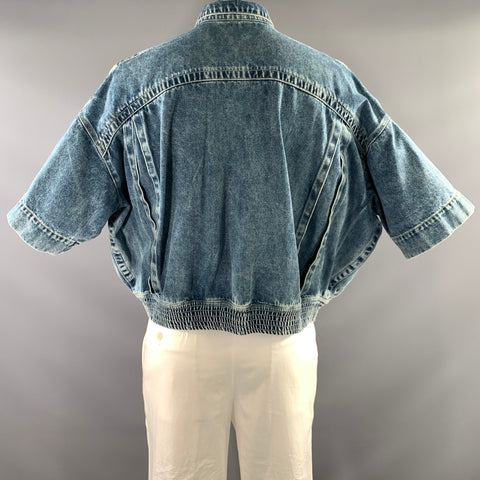 BERNHARD WILLHELM SS2006 Size L Blue Light Blue Cotton Denim Short Sleeve Shirt