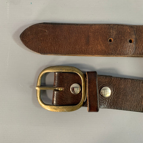 NO BRAND Size 38 Brown Dark Pebble Grain Leather Belt