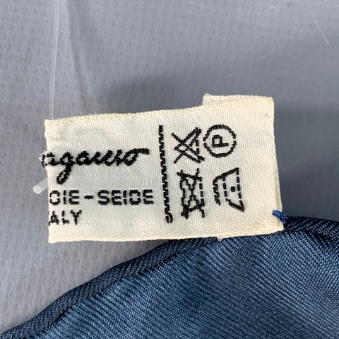 SALVATORE FERRAGAMO Navy Multi Color Birds Silk Twill Pocket Square