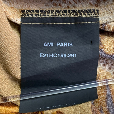 Chemise à manches longues oversize AMI by ALEXANDRE MATTIUSSI Taille M Marron fauve à motifs floraux et une poche