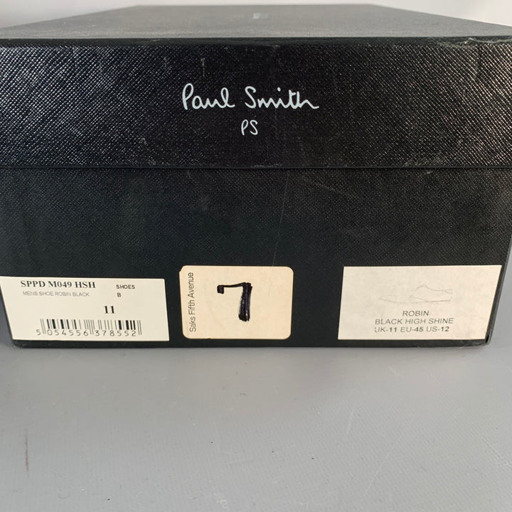 PS by PAUL SMITH Size 12 Robin Black Leather Cap Toe Lace-Up Shoes