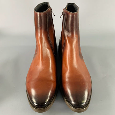 TO BOOT NY Size 10.5 Brown Antique Leather Side Zipper Boots