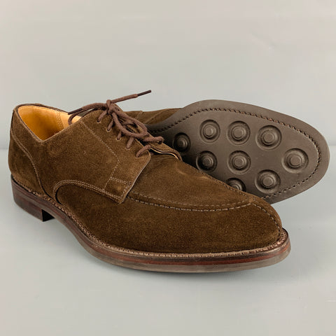 CROCKETT & JONES Size 10 Brown Suede Split Toe Lace Up Shoes