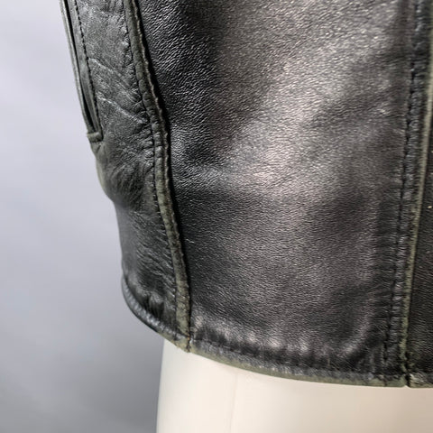 MR. S LEATHER Size 38 Black Leather Motorcycle Zip Up Jacket