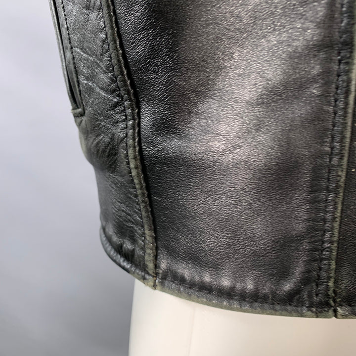 MR. S LEATHER Size 38 Black Leather Motorcycle Zip Up Jacket