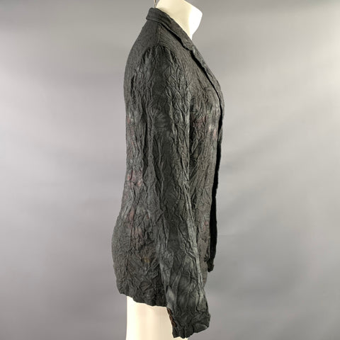 YOHJI YAMAMOTO SS2014 Size M Grey Crinkled Polyester &  Rayon Blazer Jacket