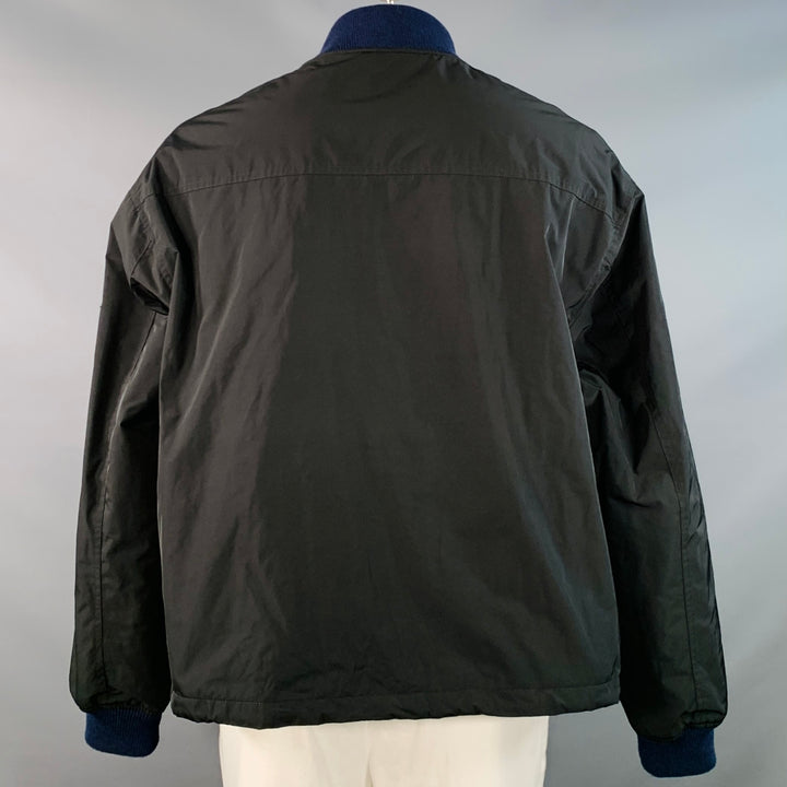 FRED PERRY x RAF SIMONS Size 42 Black Navy Polyester Zip Up Bomber Jacket