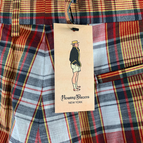 ROWING BLAZERS Size 32 Red Multi-Color Plaid Cotton Zip Up Madras Casual Pants