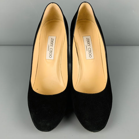 JIMMY CHOO Talla 11.5 Zapatos de tacón grueso de ante negro