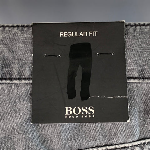 BOSS by HUGO BOSS Size 36 Grey Cotton Blend Straight Five Pockets Jeans