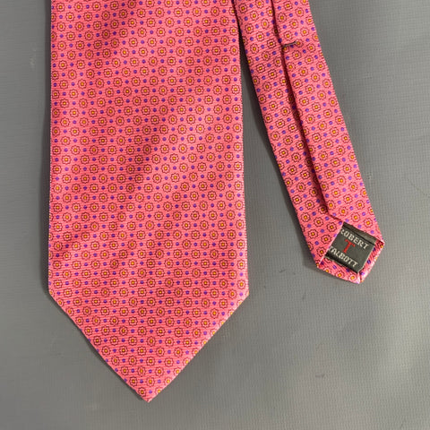 ROBERT TALBOTT Pink Purple & Yellow Floral Silk Tie