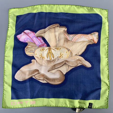 ETRO Navy Brown Silk Pocket Square
