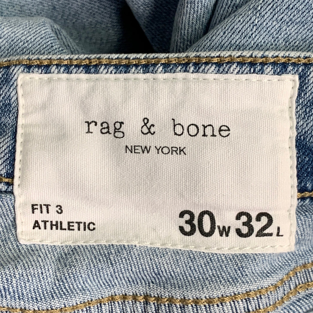 RAG & BONE Size 30 Fit 3 Athletic Light Blue Cotton Blend Jeans