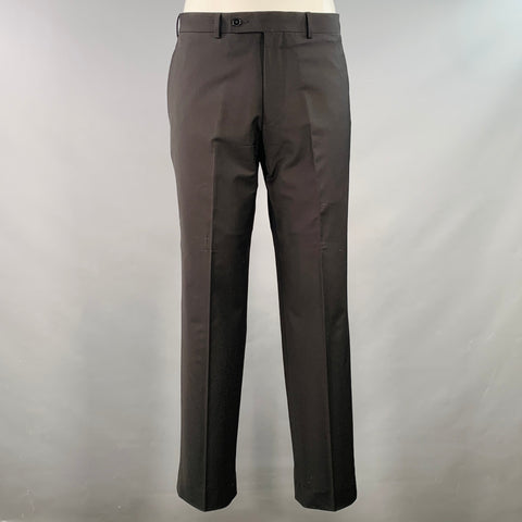 CALVIN KLEIN Size 38 Black Wool Blend Single Breasted Notch Lapel Suit