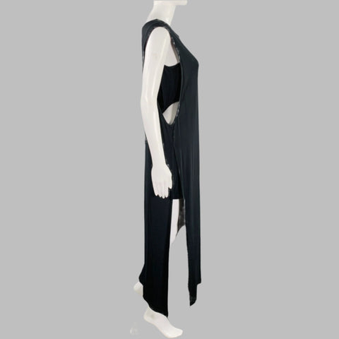 HELMUT LANG Talla S Vestido recto con abertura alta en negro