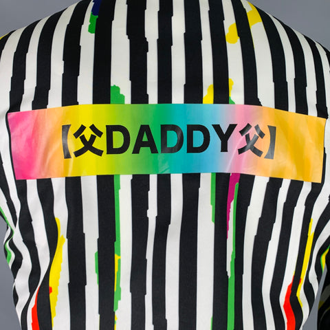 SANKUANZ Size M Black White Multi Color Stripe Long Sleeve Shirt