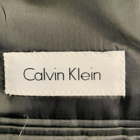 CALVIN KLEIN Size 38 Black Wool Blend Single Breasted Notch Lapel Suit