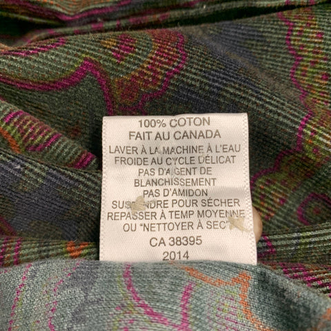 PHINEAS COLE Size L Olive Purple Paisley Cotton Button Up Long Sleeve Shirt