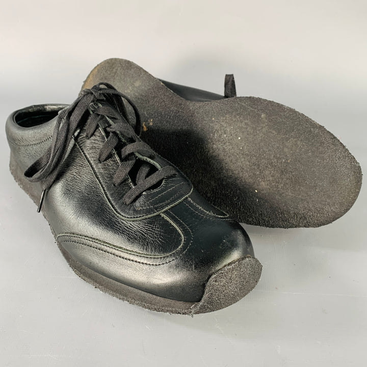 YOHJI YAMAMOTO Size 11 Black Open Back Leather Slip On Sneakers