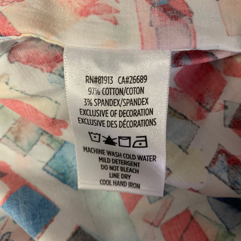 ROBERT GRAHAM Size XXL White Watercolor Geometric Short Sleeve Shirt