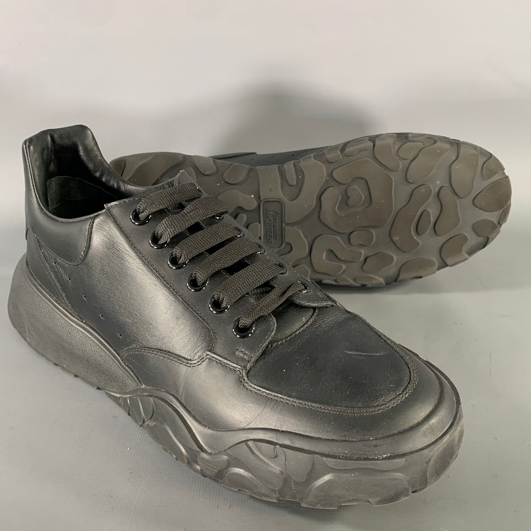 ALEXANDER MCQUEEN Size 10.5 Black Leather Sneakers