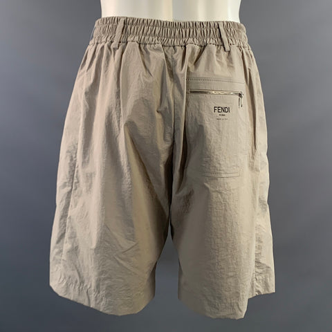 FENDI Size 34 Light Grey Polyamide Elastic Waistband Shorts