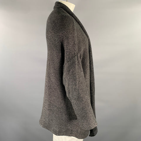 JOHN ELLIOTT Size XL Grey Black Knit Linen  Cotton Cape Cardigan