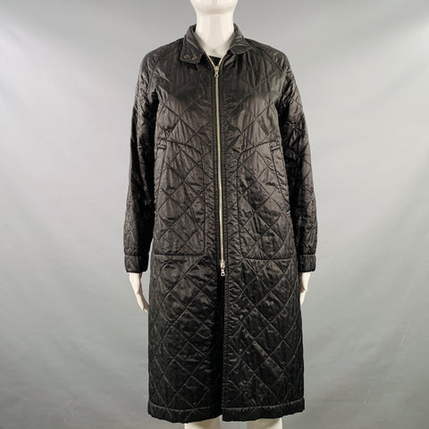 DRIES VAN NOTEN Size S Black Polyamide Blend Quilted Slip Pockets Coat