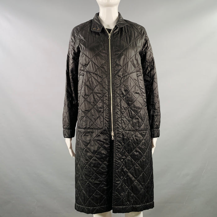 DRIES VAN NOTEN Size S Black Polyamide Blend Quilted Slip Pockets Coat