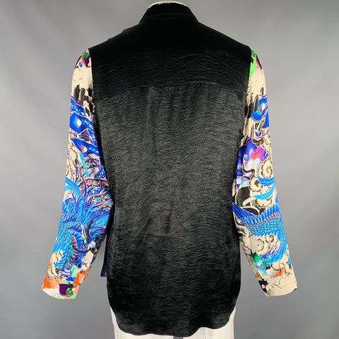 KOCHE' Size L Multi Color Mixed Fabrics Acetate Blend Long Sleeve Shirt