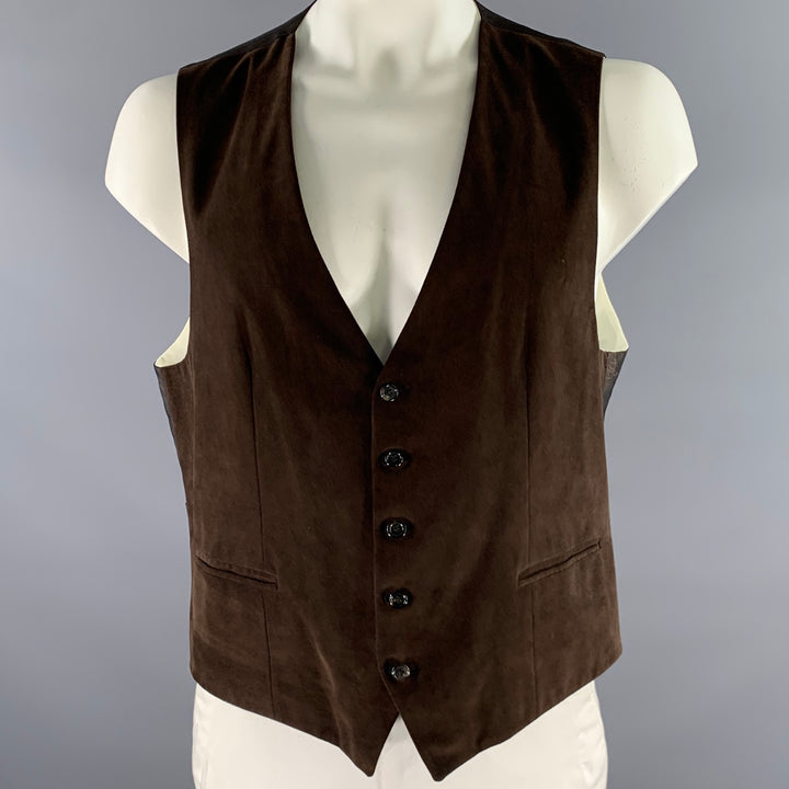 BRIONI Size 46 Brown Suede Vest