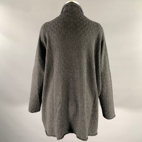 ESKANDAR Size M Grey Silk Cashmere Oversized Turtleneck Sweater