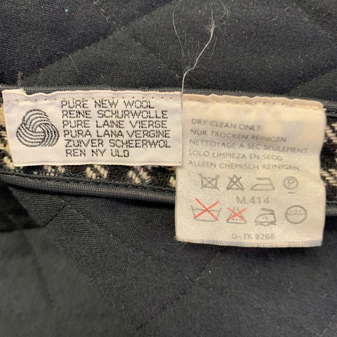AQUASCUTUM Size XL Black Beige Wool Houndstooth Quilted Buttoned Jacket