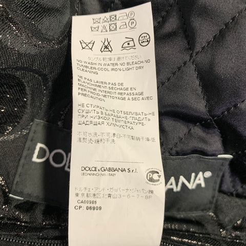 DOLCE & GABBANA Taille 34 Veste Bomber en Coton Mélangé Noir à Cercles Argentés
