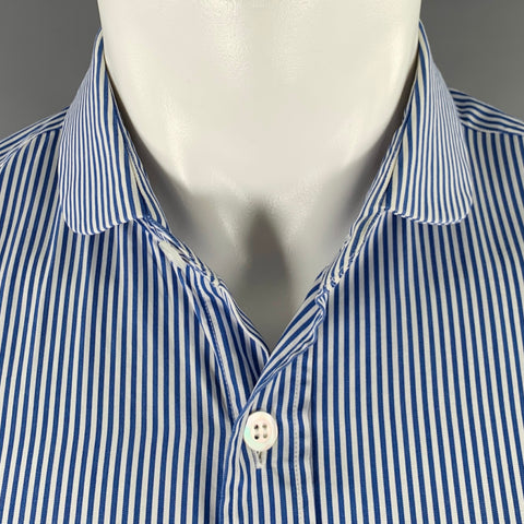 DRIES VAN NOTEN Size M Navy White Stripe Peter Pan Collar Long Sleeve Shirt