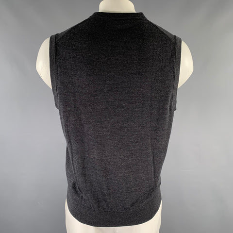 BROOKS BROTHERS Size L Gray Heather Wool Ribbed Vest