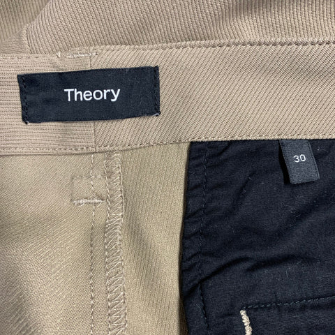 THEORY Size 30 Khaki Twill Cotton Blend Zip Fly Shorts