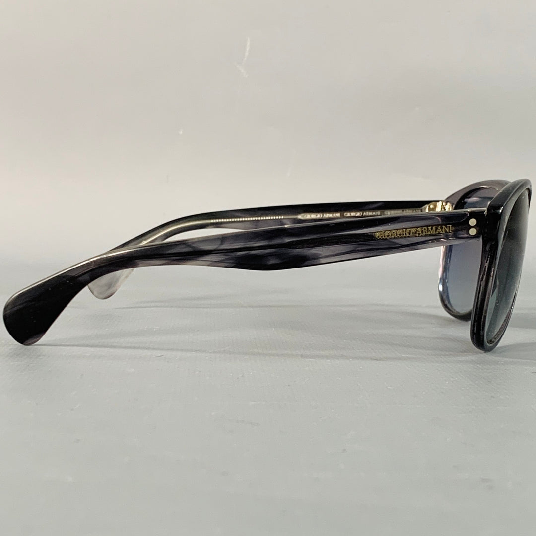 GIORGIO ARMANI Brown Transparent Acetate Teardrop Sunglasses