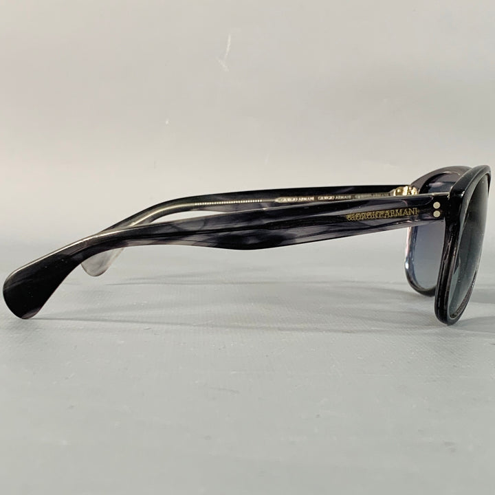 GIORGIO ARMANI Brown Transparent Acetate Teardrop Sunglasses