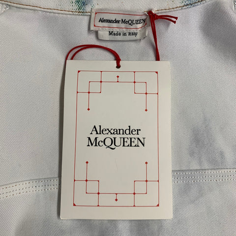 ALEXANDER MCQUEEN 2022 Size 40 White Blue Tie Dye Cotton Long Sleeve Shirt