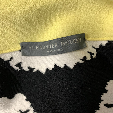 ALEXANDER MCQUEEN Size M White Black Viscose Blend Floral Off-Shoulder Dress