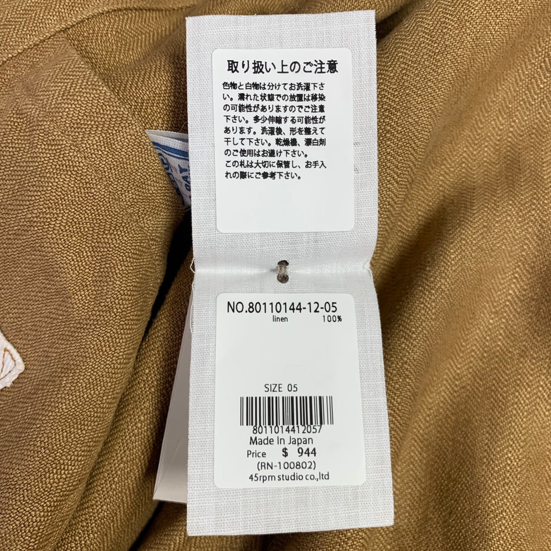 45rpm Size XXL Khaki Herringbone Linen Chore Worker Jacket