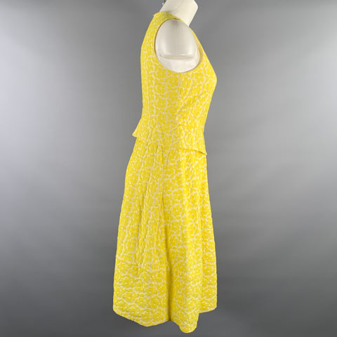 Robe trapèze JIL SANDER Taille 2 Jaune Blanc Jacquard