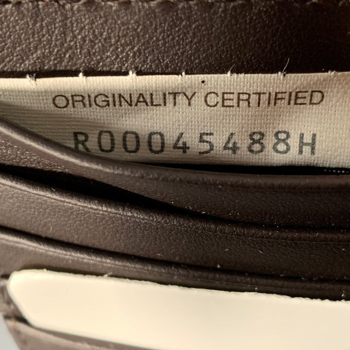 BOTTEGA VENETA Intrecciato Brown Blue Woven Leather Passport Holder