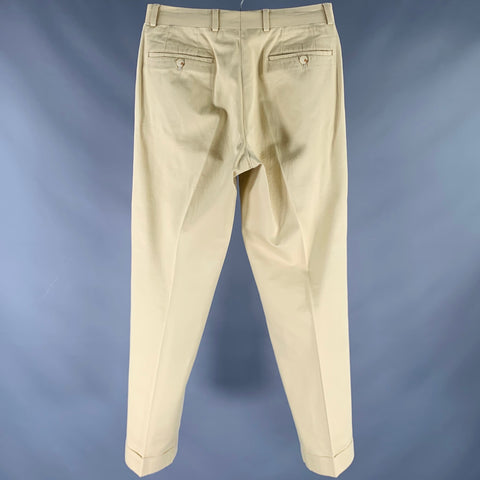 BERNARD ZINS Taille 30 Pantalon décontracté kaki en coton à devant plat