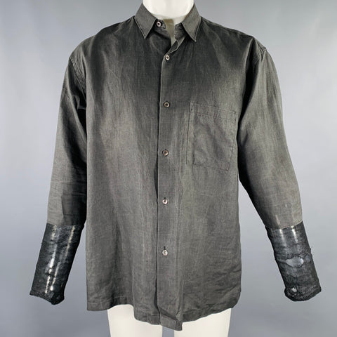 GIULIANO FUJIWARA Taille S Chemise manches longues en coton mélangé gris noir vieilli