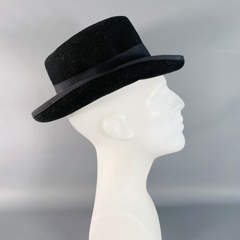 DORFMAN PACIFIC Vintage Black Wool Felt Fedora Hat