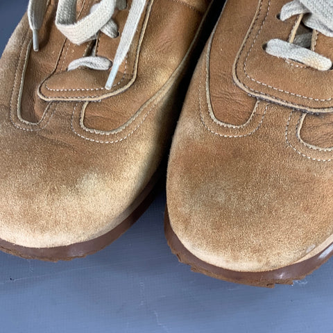 HERMES Size 10.5 Tan Nubuck Monogram Low Top Sneakers