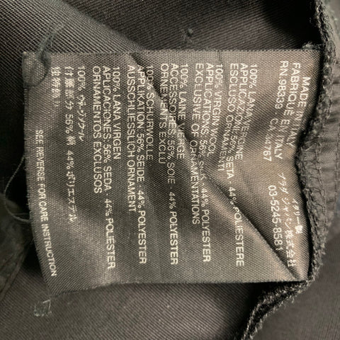 PRADA Talla 4 Pantalón de vestir recto con adornos de lana virgen negro