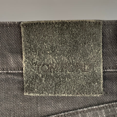 TOM FORD Size 30 Black Cotton Blend Slim Straight Button Fly Selvedge Jeans